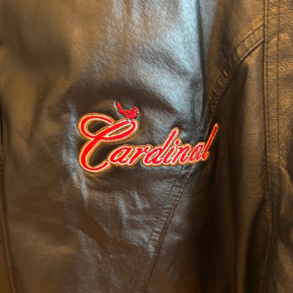 St. Louis Cardinal U.S.A. Leather Jacket Men's Size Large Removable Fleece VTG - Picture 5 of 10